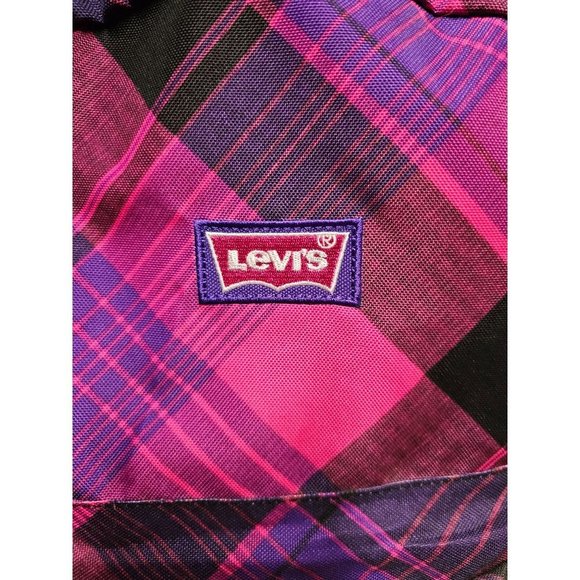 Levi's Pink Purple and Blackd Plaid Multiplex Backpack Tote Bag - Picture 6 of 10